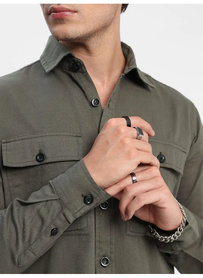 بيونغ Dark Grey Urban Shirt for Men