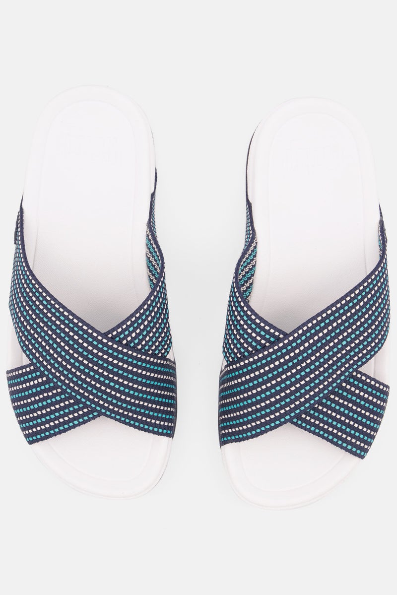 FitFlop Men Surfer Weav-Stripe Slipper, White - Image 4