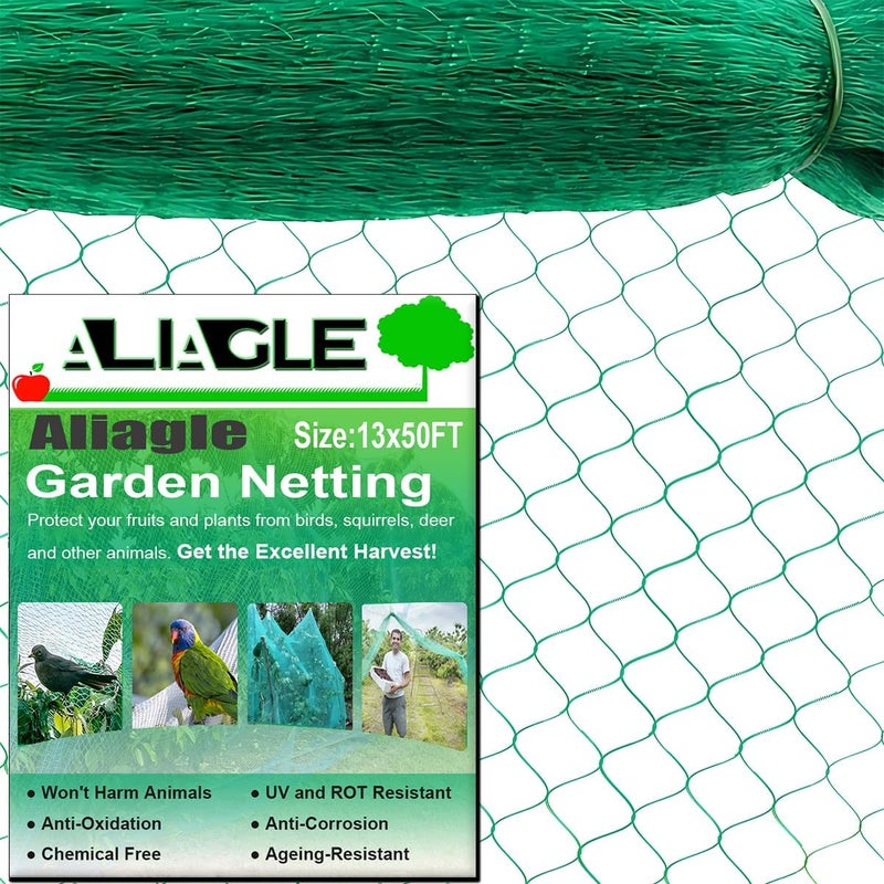 Aliagle Bird Netting for Garden Protect Vegetable Plants and Fruit Trees, Garden Net Doesn't Tangle and Reusable Fencing Protect Fruit Vegetables from Birds,Deer,Squirrels and Other Animals (13x50Ft) - Image 1
