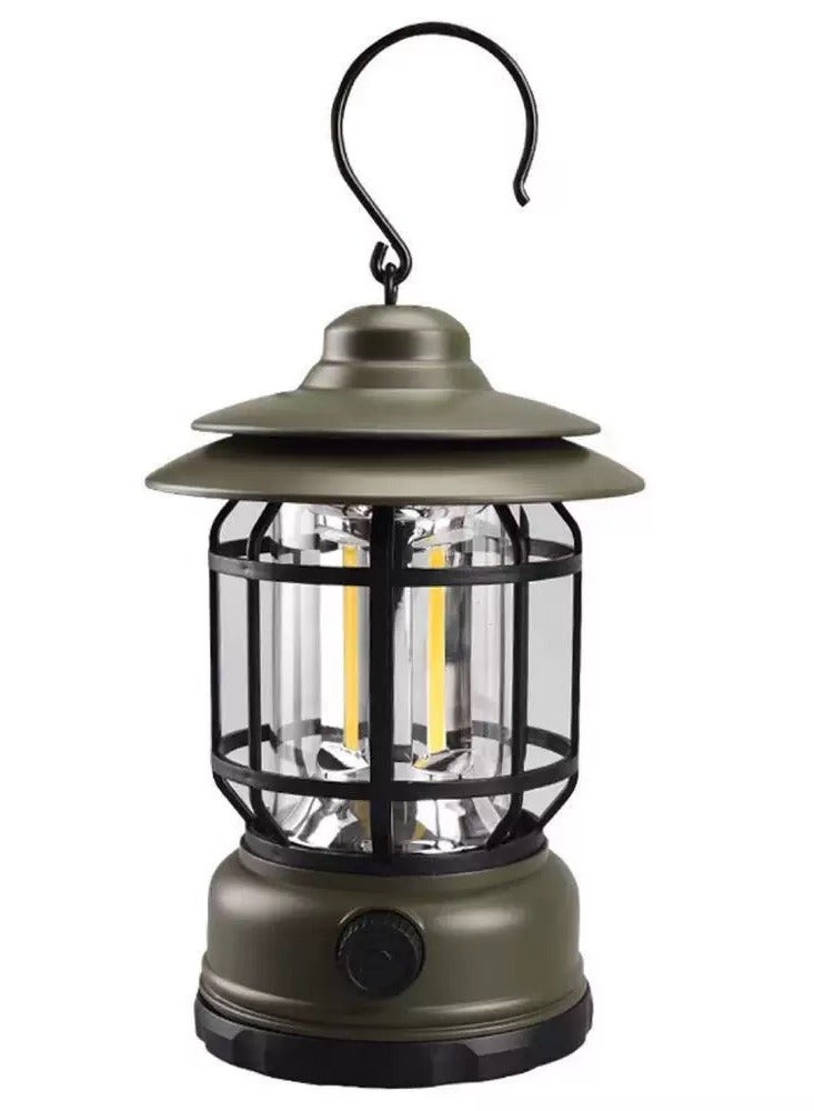Camping Lantern, Camping Light, Rechargeable LED Camping Lamp, Retro LED Camping Lantern Warm Light, Waterproof Portable Dimming Camping Lights for Outdoor with Rotating Dimmers - Image 1