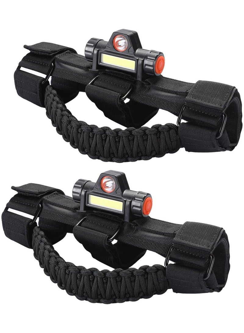 Loquat 2PCS Roll Bar Grab Handles with Dome Light for Jeep Gladiator Accessories, Premium Paracord Grips Fit 2.0-4.0 Inch Rods CJ YJ TJ JK JL u0026 Gladiator JT 1945-2023 - Image 1