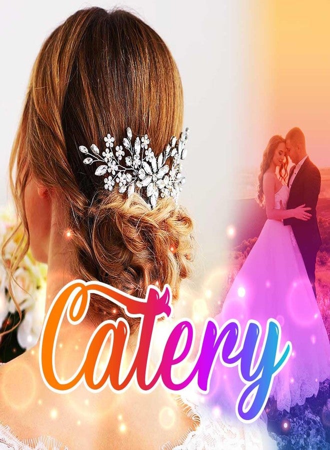 Catery Crystal Bridal Hair Combs Rhinestones Hairpieces Flower Wedding Clips Accessories for Brides and Women Pack of 1(Silver) - Image 4
