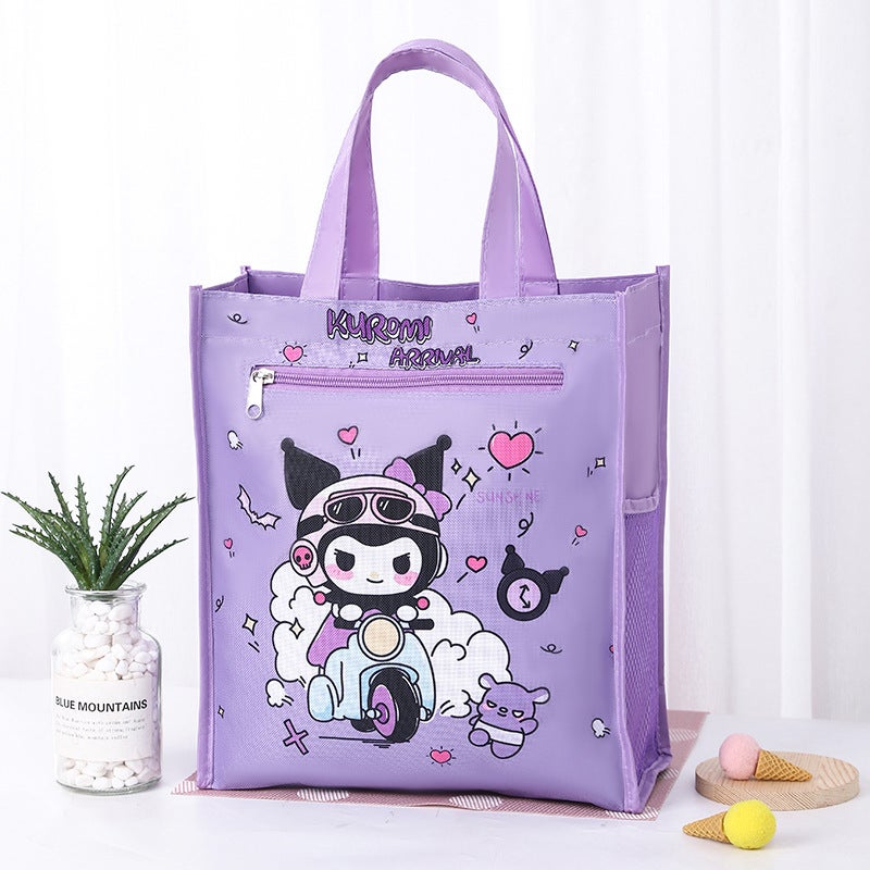 1 x 5 pcs Dual Layer A4 Art Case Cute Cartoon Student Carry Bag Waterproof No. 25 kurome d picture (lining on the inner layer) 