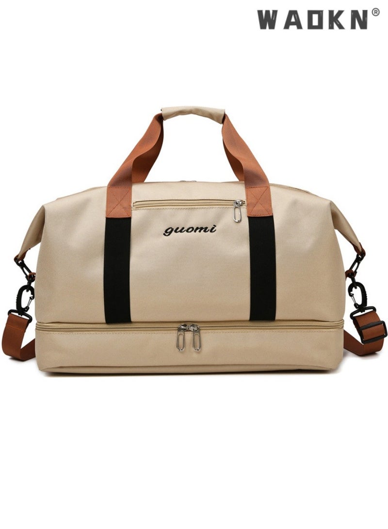 WAOKN Sports and Fitness Yoga Bag Dry and Wet Separation Contrast Color Shoulder Bag Short-distance Portable Travel Bag,Duffle Bag Sports Fitness Travel Unisex Bag Dry and Wet Separation Pocket,Shoulder and Carry On Luggage Bag With Shoe Compartment Multi-function Training,Yoga,Luggage,Gym,for Men and Women - Image 1