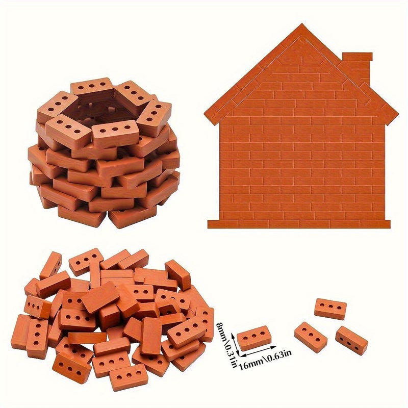 150pcs Mini Red Brick Set for DIY Micro Building Fairy Garden Construction - Image 2