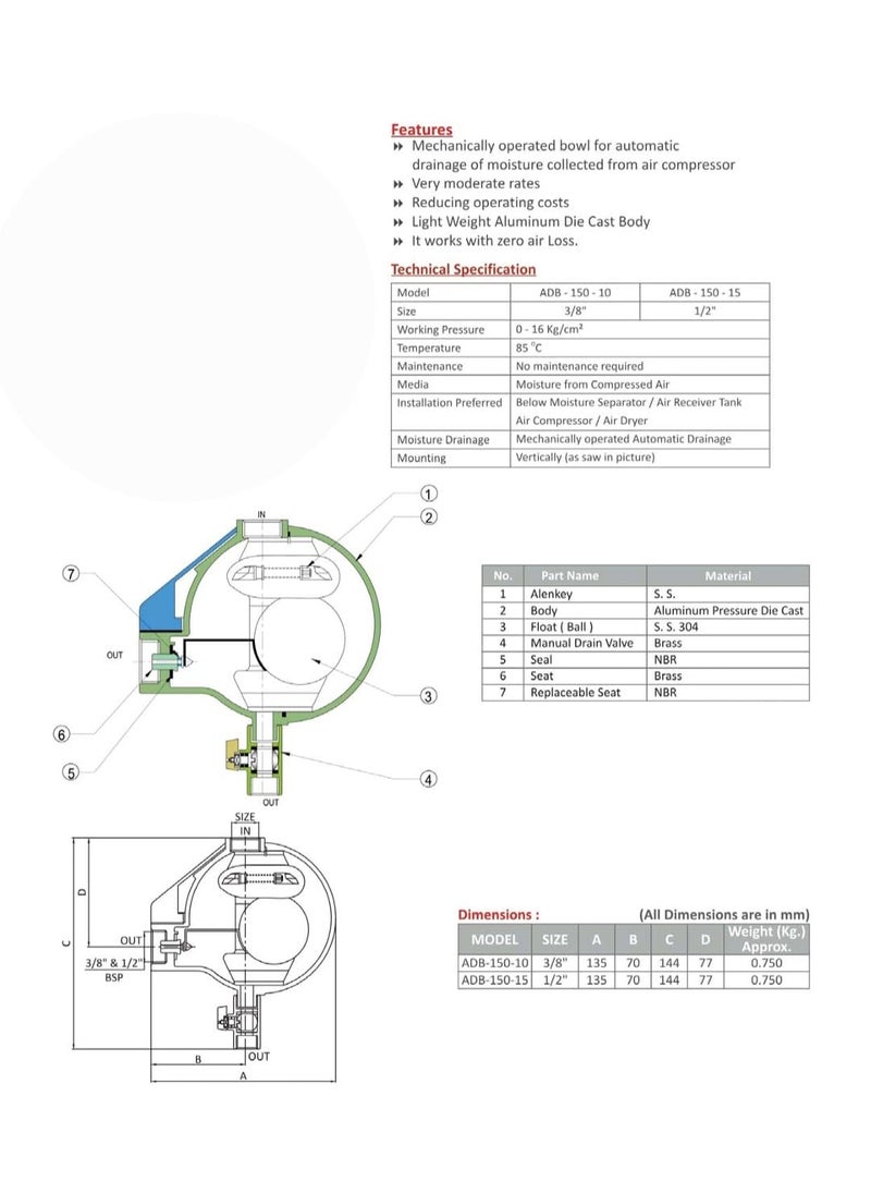 Generic TruGet Mechanical auto drain valve 12inch for air compressor moisture filter line filter  - Image 2