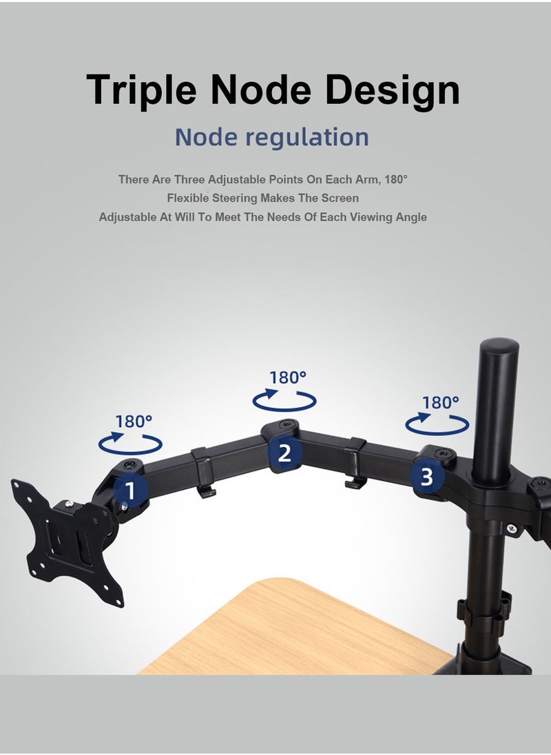 Dual Monitor Stand Holds 2 Monitors up to 32 inches,VESA 75 * 75/100 * 100mm,Each Arm Holds up to 9 kg with C Clamp and Grommet Base