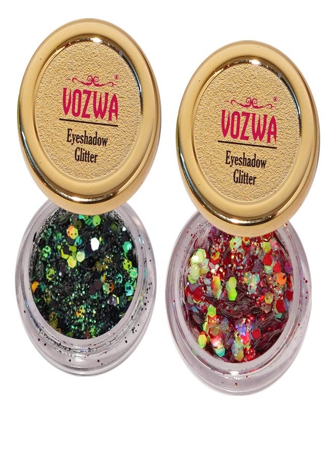 Vozwa Eyeshadow Chunky Glitter (Black Mix + Red Mix) - Image 1