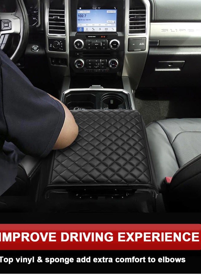 KBH Center Console Armrest Cover for 2015-2020 Ford F150, 2017-2022 F250 F350 F450 F550, 2018-2024 Expedition, Bucket Seat, PU Leather Cushion Thick Pad, Anti-Scratch, Black (Not for Other Years) - Image 4