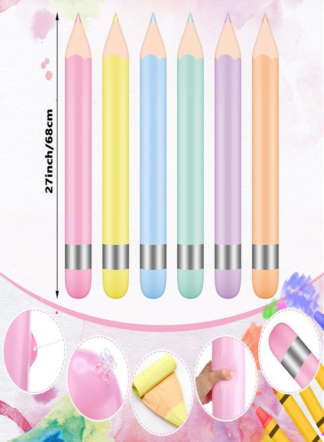 Blueweenly 12 Pcs Giant Large Inflatable Pencil Balloon Back to School Hanging Jumbo Blow up Pencils Decoration for First Day of School Party Classroom Welcome Party Photo Prop(Pastel,27 Inch) - Image 2