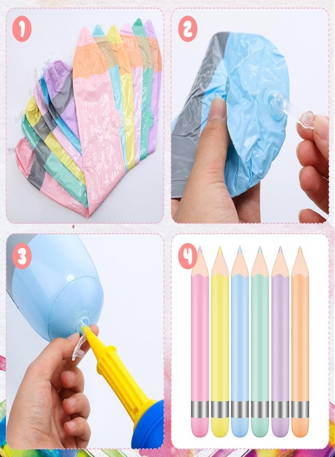 Blueweenly 12 Pcs Giant Large Inflatable Pencil Balloon Back to School Hanging Jumbo Blow up Pencils Decoration for First Day of School Party Classroom Welcome Party Photo Prop(Pastel,27 Inch) - Image 3