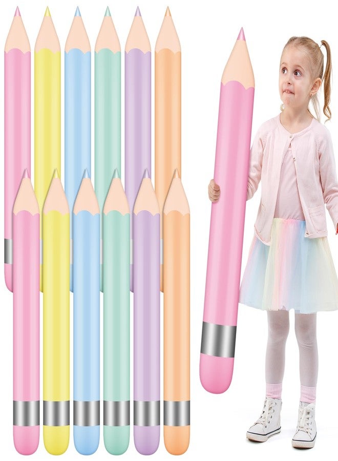 Blueweenly 12 Pcs Giant Large Inflatable Pencil Balloon Back to School Hanging Jumbo Blow up Pencils Decoration for First Day of School Party Classroom Welcome Party Photo Prop(Pastel,27 Inch) - Image 1