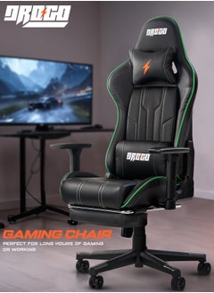 Wrath Pro Ergonomic Gaming Chair, Computer Chair with Adjustable Seat, PU Leather, 3D Armrest, Memory Foam Head & Lumbar Support Pillow Home & Office Chair with Footrest & Recline Black / Green - pzsku/Z26E081B74CA6043096A3Z/45/_/1727861565/080c72c5-98f6-4067-ad84-34b401b18b70