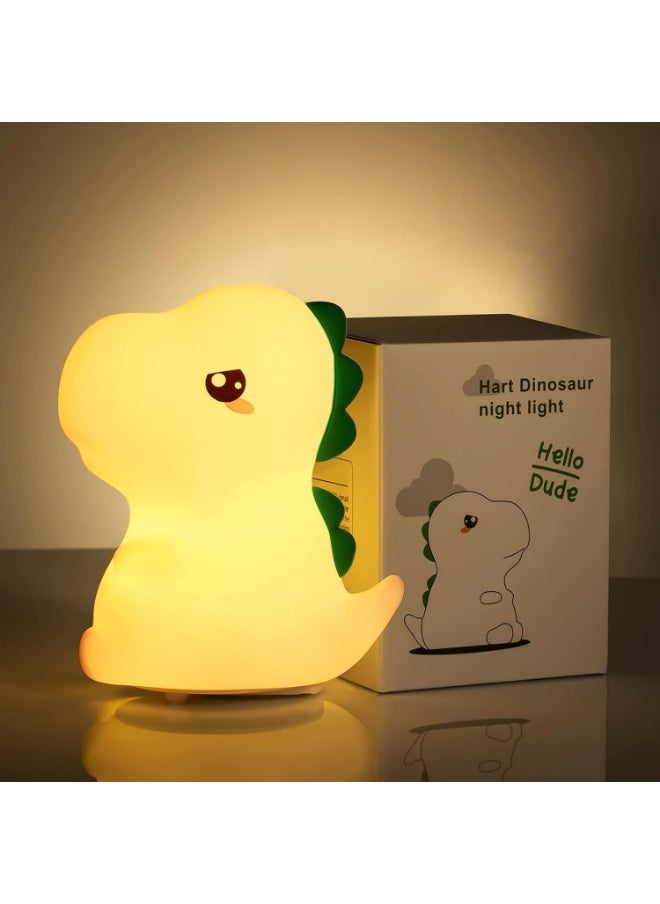 Meetion Night Light for Kids, Silicone Dinosaur Night Light for Room Decor, Portable USB Rechargeable Desk Light, Remote Control Nightlight, LED Rechargeable Dinosaur Lamp, for Children, Parents, Friends  - Image 2