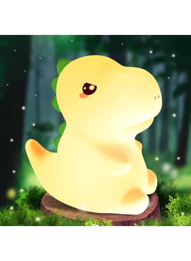 Meetion Night Light for Kids, Silicone Dinosaur Night Light for Room Decor, Portable USB Rechargeable Desk Light, Remote Control Nightlight, LED Rechargeable Dinosaur Lamp, for Children, Parents, Friends  - Image 1