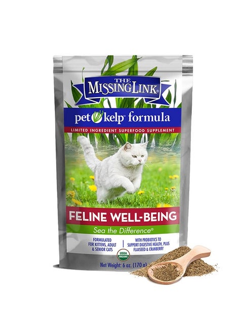 The Missing Link Pet Kelp Feline Well-Being 6oz Superfood Powdered Supplement, Organic & Limited Ingredient Formula for Digestive & Overall Health of Cats