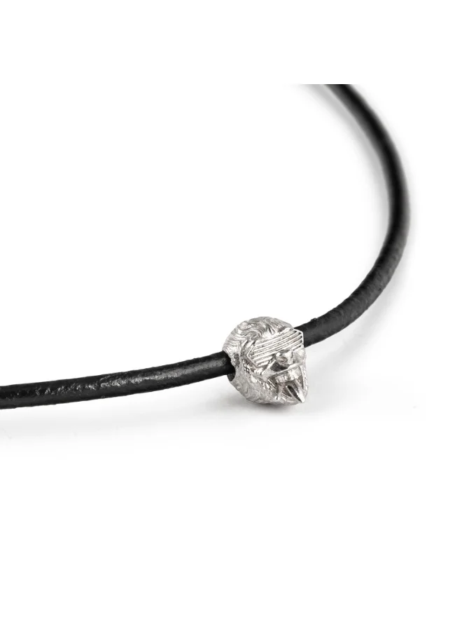 Minza Minza Loom Pure 925 Sterling Silver, Leather Necklace for Men, Handmade Necklace, 6.00 grams of Silver, Jewelry for Casual & Special Occasion.