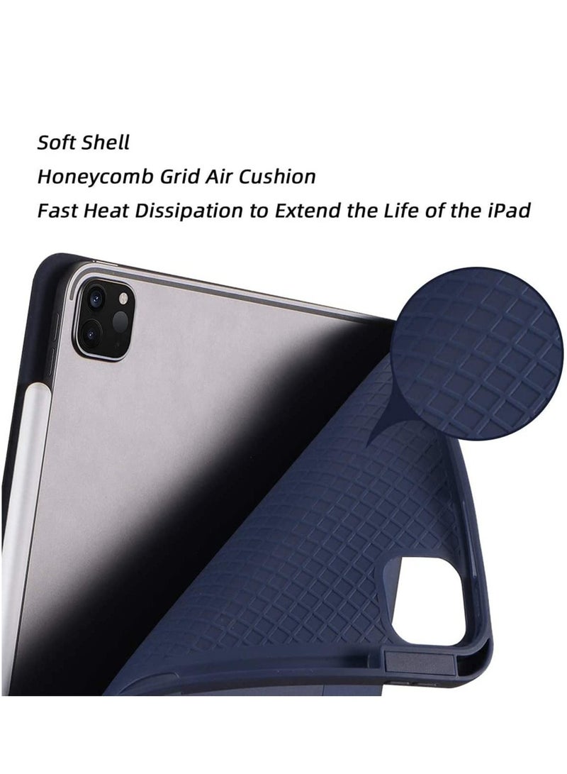 ELTRAZONE iPad Pro 11 Inch 2021(3rd Gen)/2020(2nd Gen) with Pencil Holder [Support iPad 2nd Pencil Charging/Pair] Slim Trifold Stand, Smart Protective Case Cover (Navy Blue) - Image 3