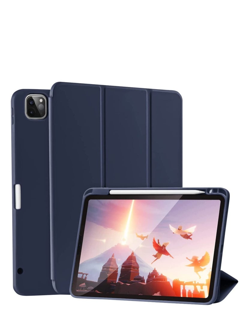 ELTRAZONE iPad Pro 11 Inch 2021(3rd Gen)/2020(2nd Gen) with Pencil Holder [Support iPad 2nd Pencil Charging/Pair] Slim Trifold Stand, Smart Protective Case Cover (Navy Blue) - Image 4