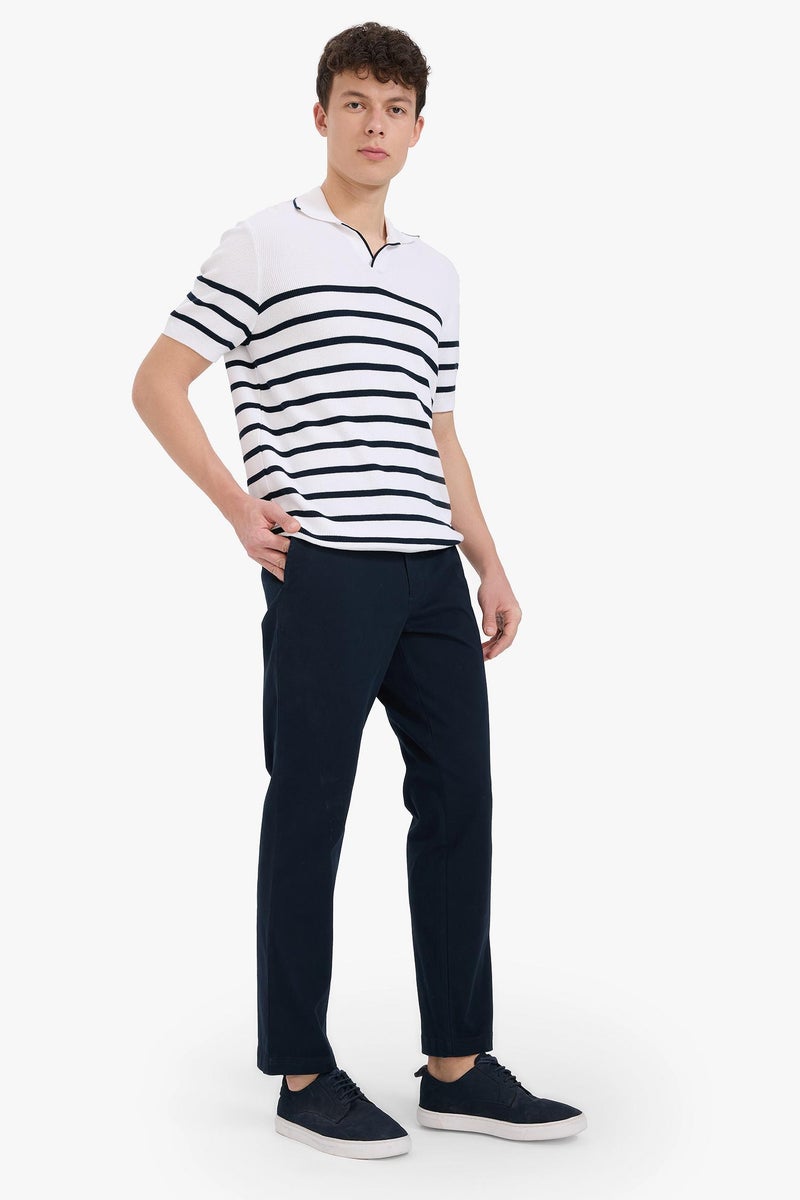 DeFacto Blue Man Regular Hem Chino Pants Casual - Image 3