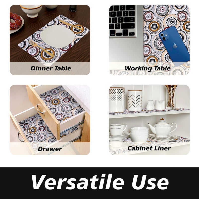 Kuber Industries Shelf Liner Kitchen Cabinet Shelf Protector Kitchen Liners for Cabinets and Drawers Drawer Liner Mat Rangoli Shelf Liner Cabinet Mat 10 MTR White - Image 4