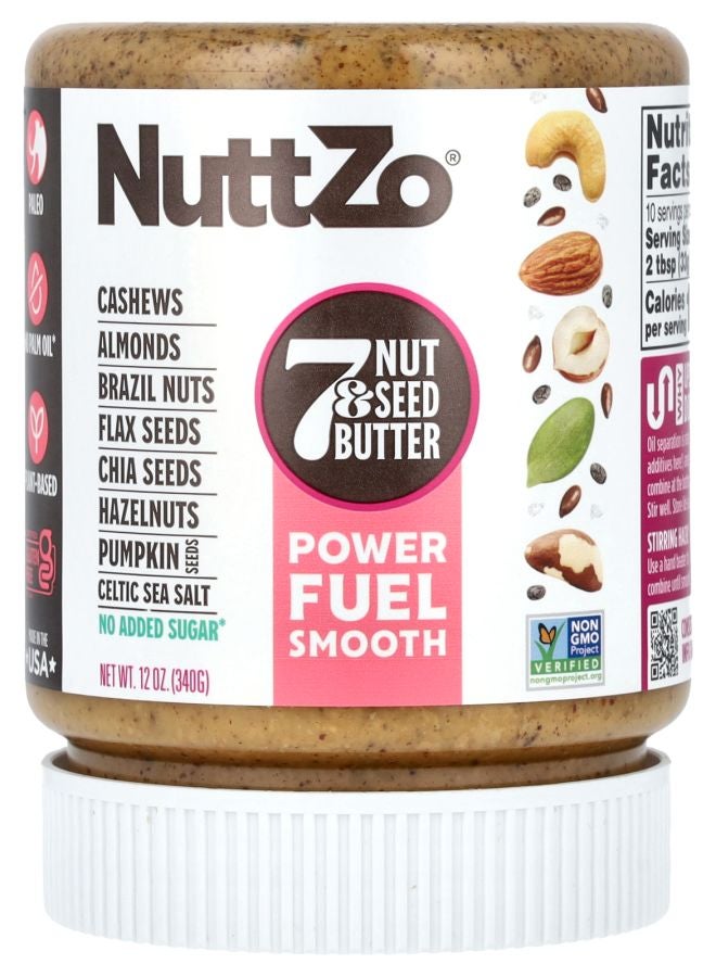 زبدة المكسرات والبذور السلسة باور فيول 7 - 12 أونصة (340 جرام)