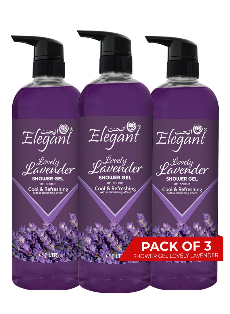 Elegant 3-Pieces Lavender Shower Gel 1 Liter - Image 1