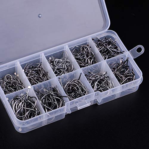 Ashu Supply 500pcs High Carbon Steel Fishing Hooks Fly Jig Barbed Hook with Hole and 10 Sizes from 3 to 12# - Image 4
