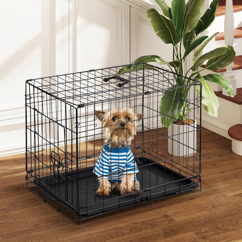 DUMOS Dog Crate, 24 Inch Small Single Door Dog Cage with Plastic Leak-Proof Pan Tray, Folding Metal Wire Pet Kennel for Indoor, Outdoor, Travel - Image 5