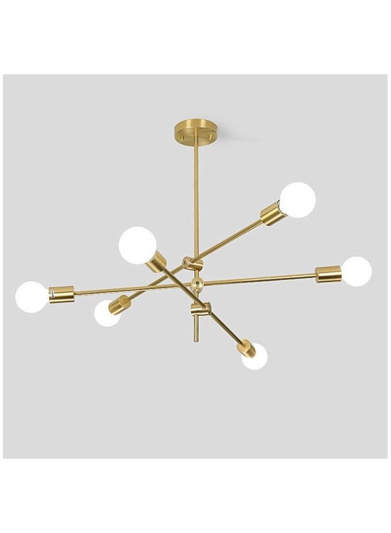 ثريا حديدية حديثة إسكندنافية ذات 6 رؤوس ، مصباح سقف بشخصية إبداعية لغرفة المعيشة وغرفة الطعام وغرفة النوم - Image 4