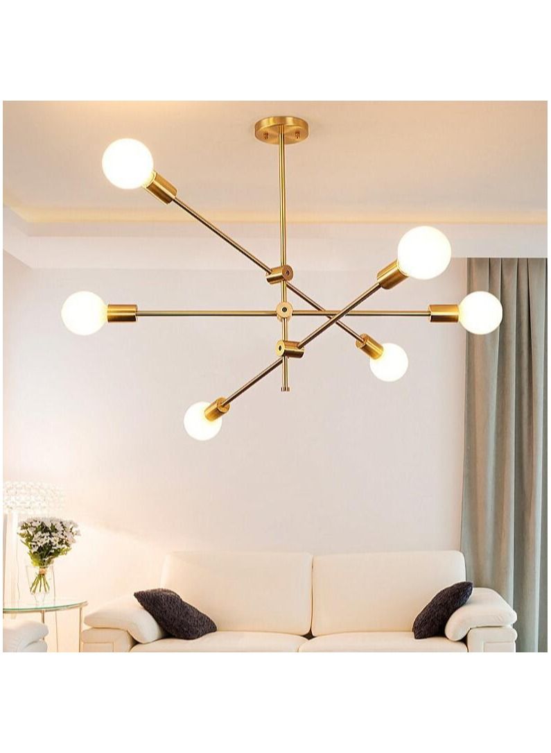 ثريا حديدية حديثة إسكندنافية ذات 6 رؤوس ، مصباح سقف بشخصية إبداعية لغرفة المعيشة وغرفة الطعام وغرفة النوم - Image 3