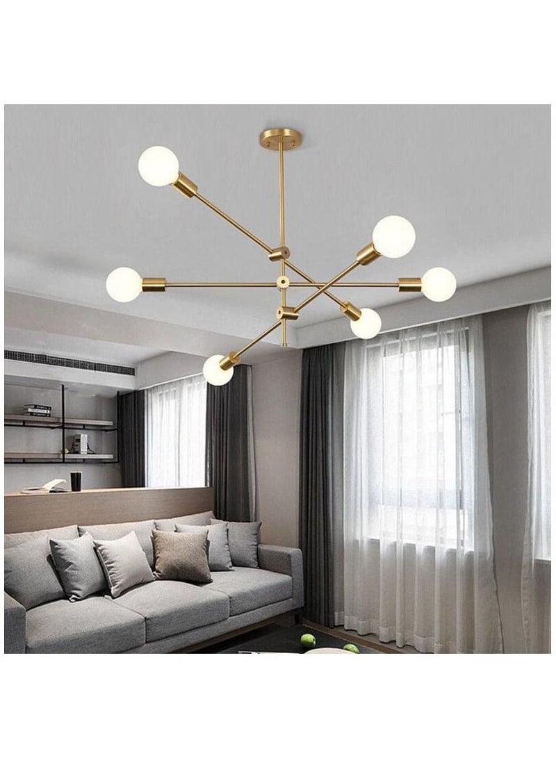ثريا حديدية حديثة إسكندنافية ذات 6 رؤوس ، مصباح سقف بشخصية إبداعية لغرفة المعيشة وغرفة الطعام وغرفة النوم - Image 2