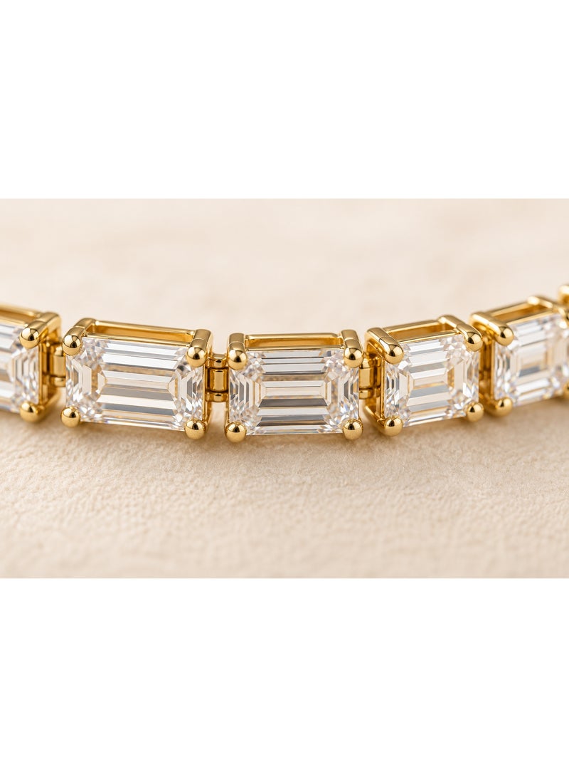 3Diamonds Gold Plated Emerald-Cut Zircon Tennis Bracelet for Women - Image 4