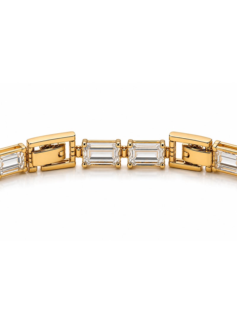 3Diamonds Gold Plated Emerald-Cut Zircon Tennis Bracelet for Women - Image 5