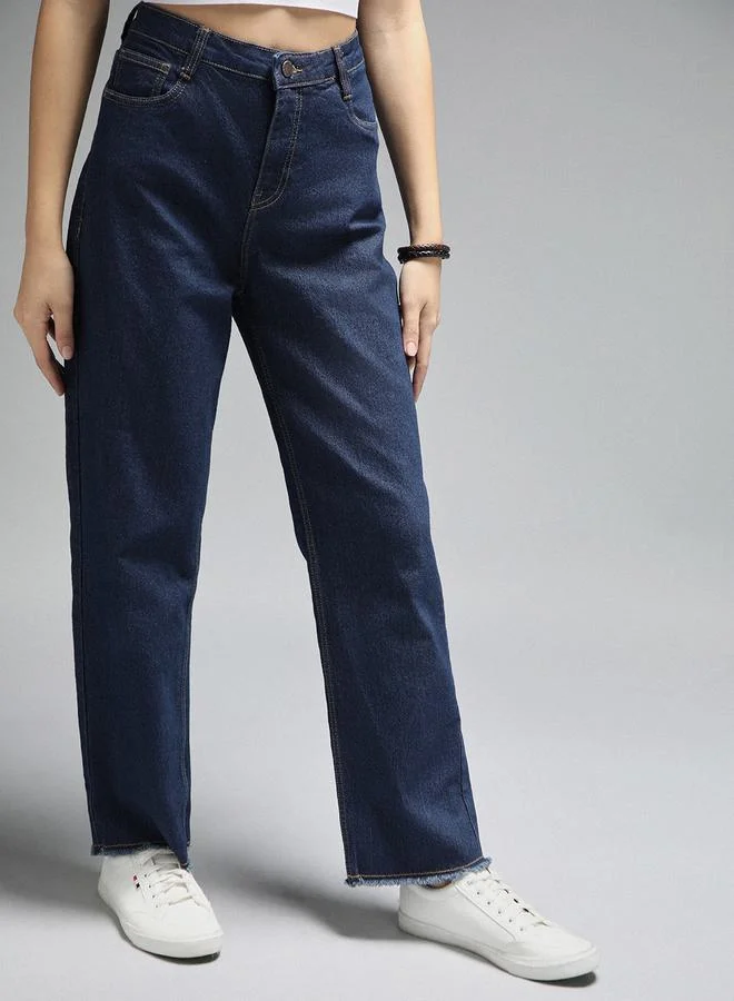 هاي ستار High Rise Straight Fit Clean Look Stretchable Jeans by Styli