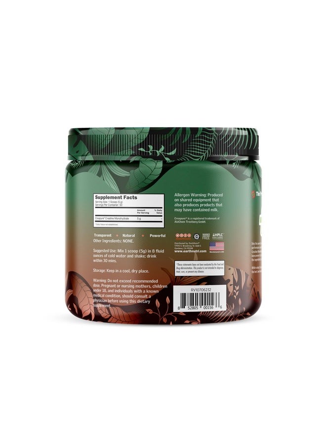 EarthNutri - Pure Creatine Made With Creapure® Creatine Monohydrate Powder Unflavored - 50 Servings - Image 1