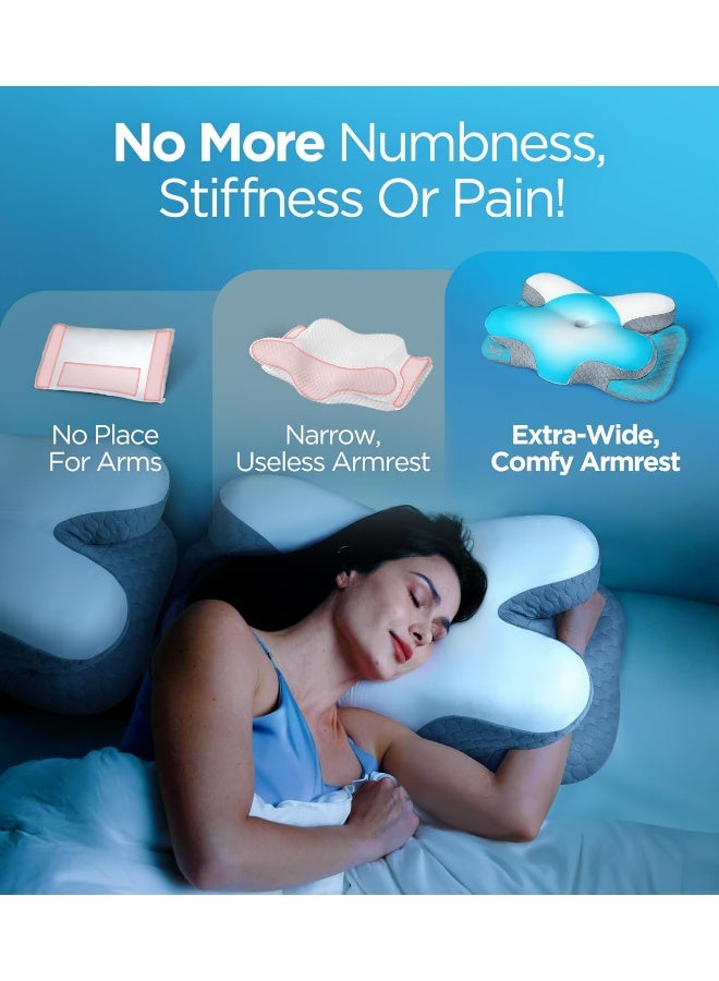 Osteo Enjoy Pain Relief Sleeping Cervical Neck Pillow Ergonomic Contour Zoned Fits Side Sleeper NonTemperature Affected Memory Foam Pillows Qmax Cooling Pillow Support Back Stomach Sleepers - Image 3