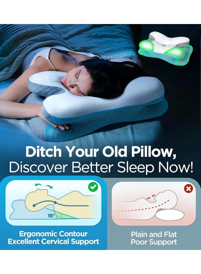 Osteo Enjoy Pain Relief Sleeping Cervical Neck Pillow Ergonomic Contour Zoned Fits Side Sleeper NonTemperature Affected Memory Foam Pillows Qmax Cooling Pillow Support Back Stomach Sleepers - Image 4