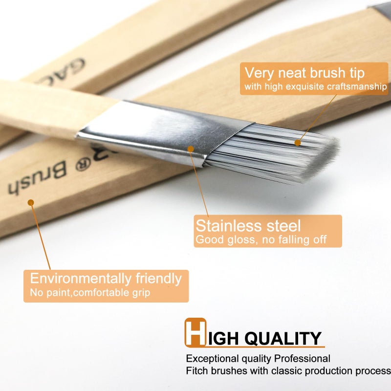 GACDR Slant Lining Fitch Paint Brushes,Pack Of 6 Cutting In Paint Brush Angled for Fast Accurate Detail & Control Hobby & Craft 2 Each of 0.5", 0.75", and 1" - Image 3