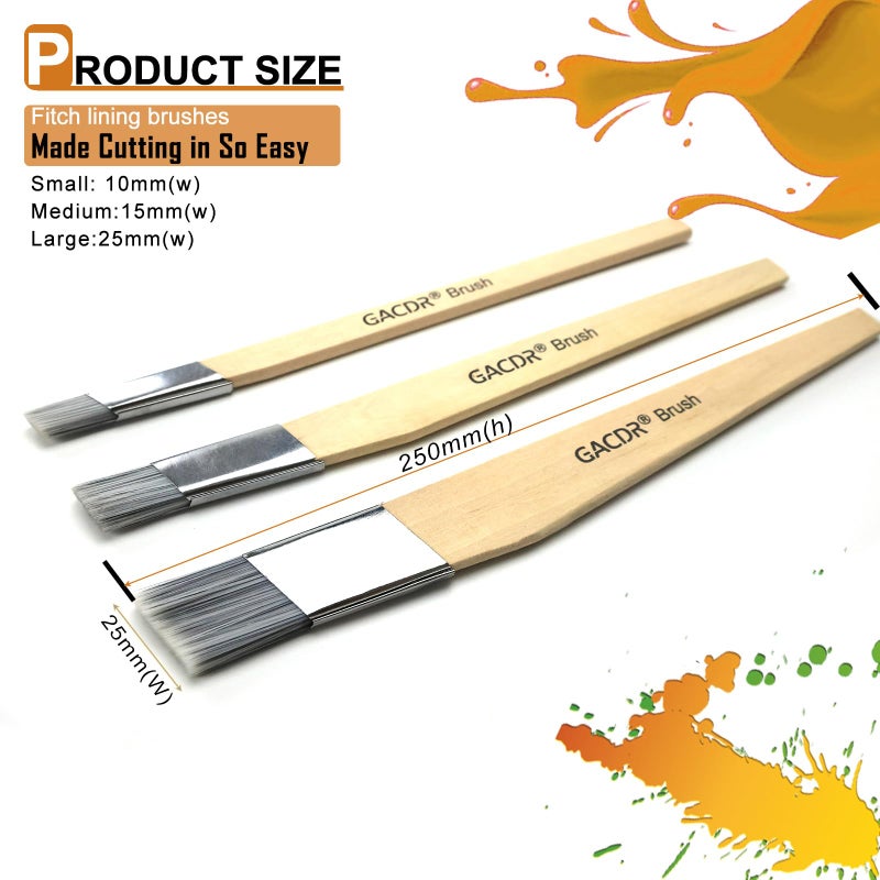 GACDR Slant Lining Fitch Paint Brushes,Pack Of 6 Cutting In Paint Brush Angled for Fast Accurate Detail & Control Hobby & Craft 2 Each of 0.5", 0.75", and 1" - Image 2