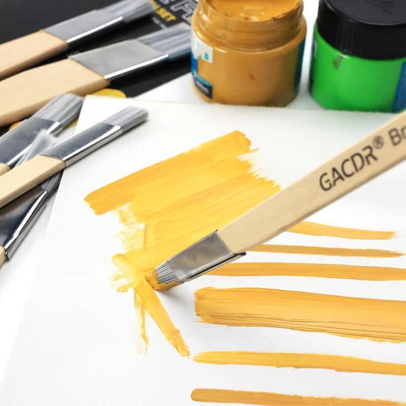 GACDR Slant Lining Fitch Paint Brushes,Pack Of 6 Cutting In Paint Brush Angled for Fast Accurate Detail & Control Hobby & Craft 2 Each of 0.5", 0.75", and 1" - Image 5
