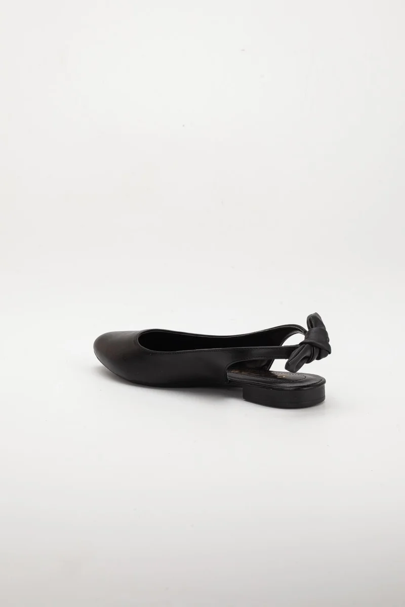 Dilimler Ayakkabı Open Heel Bowknot Skin Black Women Ballerinas