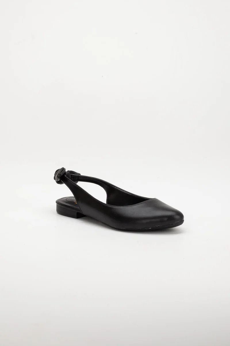 Dilimler Ayakkabı Open Heel Bowknot Skin Black Women Ballerinas