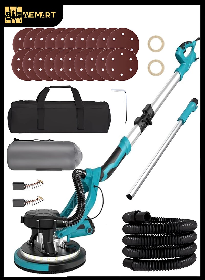 WEMART Drywall Sander with Vacuum Dust Collector,1980W Sander Tool with 5 Variable Speed 800-1800RPM, Drywall Sander Sander Tool,Extendable Handle, LED Light,50pcs Sanding Discs,Blue - Image 1