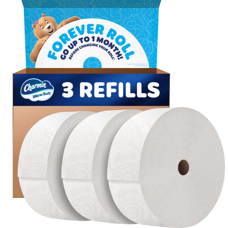 Charmin Toilet Paper Ultra Soft, 3 Forever Rolls Refill Rolls, 2-ply Bath Tissue, 3 Rolls - Image 1