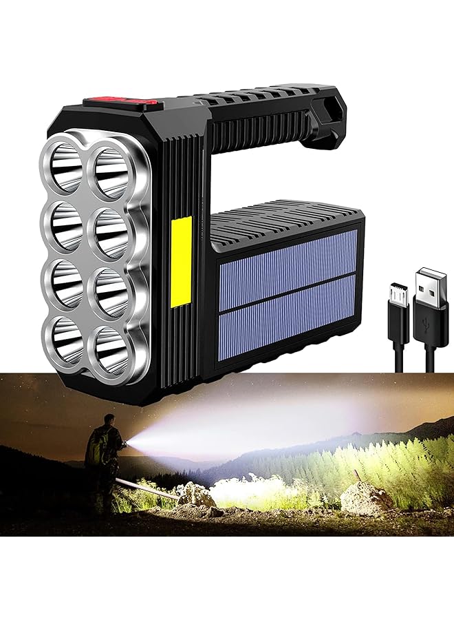 PROMASS Multi-Functional Emergency LED Light with COB Handheld Sidelight, High Lumens 3 Modes Searchlight USB/Solar Charging, Portable Battery Operated Spotlight Waterproof for Indoor Outdoor - Image 1