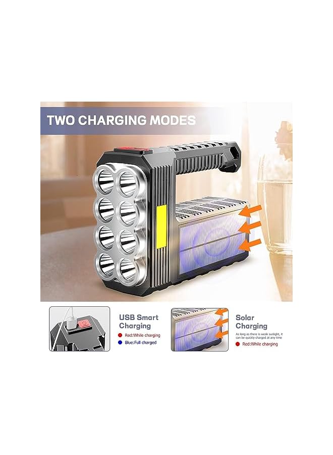 PROMASS Multi-Functional Emergency LED Light with COB Handheld Sidelight, High Lumens 3 Modes Searchlight USB/Solar Charging, Portable Battery Operated Spotlight Waterproof for Indoor Outdoor - Image 3