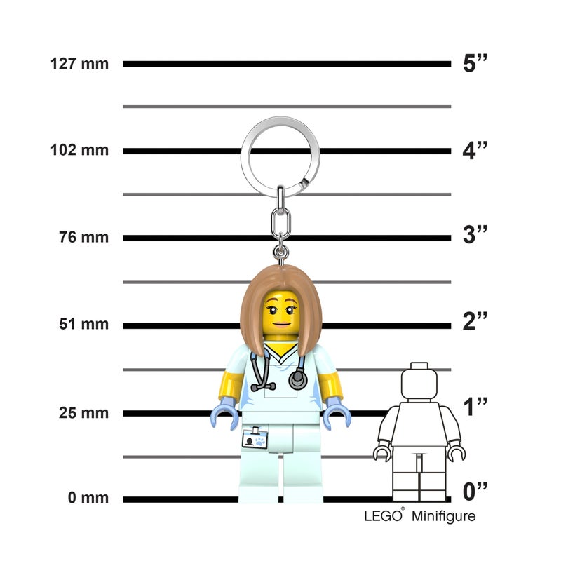 IQ LEGO City Large 3 Inch Tall Figure Keychain Light - Veterinarian/Nurse (KE156H) - Image 3