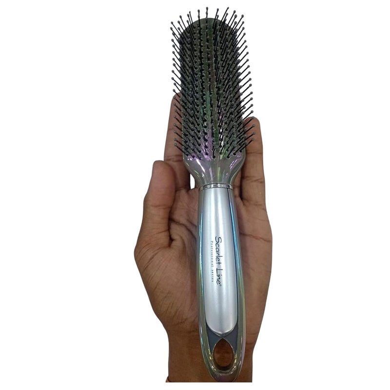 Scarlet Line Professional Flat Hair Brush with flexible and Strong Ball Tip Nylon Bristles and Plastic Handle for Smoothing Styling All Hair Types for Men and Women - Image 2