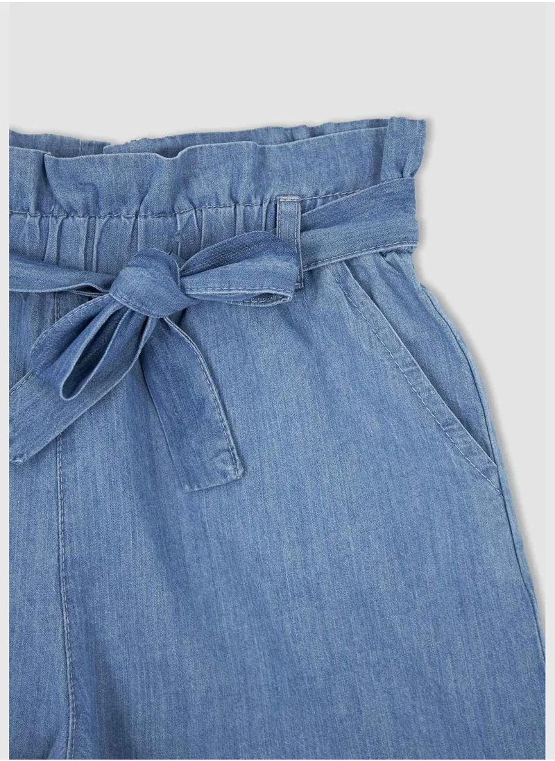 ديفاكتو Paperbag Fit High Waisted Denim Shorts